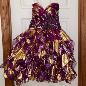 Terani Fuschia/Purple & Gold cocktail dress Size 2